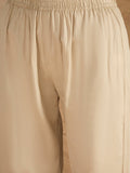 Varanga Women Graceful Beige Kurta Set Featuring Gota Patti Detailing, Paired With Solid Trousers And Dupatta