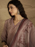 Varanga Women Graceful Beige Kurta Set Featuring Gota Patti Detailing, Paired With Solid Trousers And Dupatta
