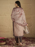 Varanga Women Graceful Beige Kurta Set Featuring Gota Patti Detailing, Paired With Solid Trousers And Dupatta