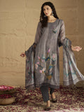 Varanga Women Graceful Beige Kurta Set Featuring Gota Patti Detailing, Paired With Solid Trousers And Dupatta