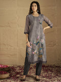 Varanga Women Graceful Beige Kurta Set Featuring Gota Patti Detailing, Paired With Solid Trousers And Dupatta