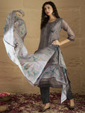 Varanga Women Graceful Beige Kurta Set Featuring Gota Patti Detailing, Paired With Solid Trousers And Dupatta