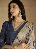 Varanga Women Graceful Beige Kurta Set Featuring Gota Patti Detailing, Paired With Solid Trousers And Dupatta