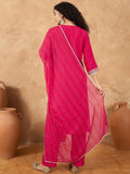 Varanga Women Kurta Adorned With Thread Embroidery, Teamed With Trousers And Paired With Dupatta Featuring Lurex And Lace Detailing