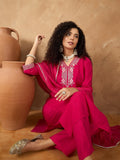 Varanga Women Kurta Adorned With Thread Embroidery, Teamed With Trousers And Paired With Dupatta Featuring Lurex And Lace Detailing