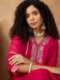 Varanga Women Kurta Adorned With Thread Embroidery, Teamed With Trousers And Paired With Dupatta Featuring Lurex And Lace Detailing
