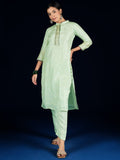 Varanga Chanderi Silk  Kurta Set With Trousers And A Brocade Dupatta.