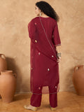 Varanga Women Kurta Embellished With Thread Embroidery, Paired With Trousers And A Dupatta Showcasing Detailed Thread Work And Finely Embroidered Scalloped Edges