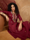 Varanga Women Kurta Embellished With Thread Embroidery, Paired With Trousers And A Dupatta Showcasing Detailed Thread Work And Finely Embroidered Scalloped Edges