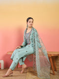 Varanga Kurta Set Featuring Hand Embroidery Yoke Paired With Trousers And Embroidered Dupatta.