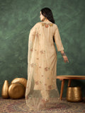Varanga Kurta Set Featuring Hand Embroidery Yoke Paired With Trousers And Embroidered Dupatta.