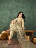 Varanga Hand-Embroidered Kurta Paired With Solid Ankle-Length Trousers And Dupatta