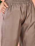 Varanga Hand-Embroidered Kurta Paired With Solid Ankle-Length Trousers And Dupatta