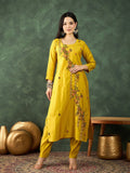 Varanga Hand-Embroidered Kurta Paired With Solid Ankle-Length Trousers And Dupatta