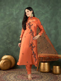 Varanga Hand-Embroidered Kurta Paired With Solid Ankle-Length Trousers And Dupatta