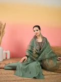 Varanga Hand-Embroidered Kurta Paired With Solid Ankle-Length Trousers And Embroidered Dupatta