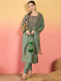 Varanga Hand-Embroidered Kurta Paired With Solid Ankle-Length Trousers And Embroidered Dupatta