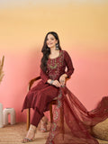 Varanga Hand-Embroidered Kurta Paired With Solid Ankle-Length Trousers And Embroidered Dupatta