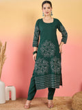 Varanga Hand-Embroidered Kurta Paired With Solid Ankle-Length Trousers And Embroidered Dupatta
