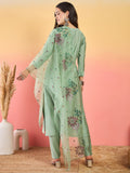 Varanga Hand-Embroidered Kurta With Bullion Knot And Brush-Painted Detailing, Paired With Trousers And Embroidered Dupatta.