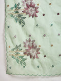 Varanga Hand-Embroidered Kurta With Bullion Knot And Brush-Painted Detailing, Paired With Trousers And Embroidered Dupatta.