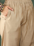 Varanga Hand-Embroidered Kurta With Bullion Knot And Brush-Painted Detailing, Paired With Trousers And Embroidered Dupatta.