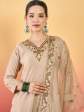 Varanga Kurta Set Featuring Stone And Bead Embroidery, Paired With Ankle-Length Trousers And  Embroidered Dupatta.