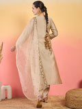 Varanga Kurta Set Featuring Stone And Bead Embroidery, Paired With Ankle-Length Trousers And  Embroidered Dupatta.