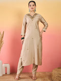 Varanga Kurta Set Featuring Stone And Bead Embroidery, Paired With Ankle-Length Trousers And  Embroidered Dupatta.