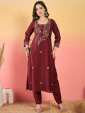 Varanga Kurta Set With Hand Embroidery Yoke, Paired With Trousers And Embroidered Dupatta.