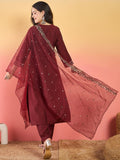 Varanga Kurta Set With Hand Embroidery Yoke, Paired With Trousers And Embroidered Dupatta.