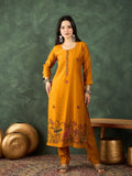 Varanga Kurta Set With Hand Embroidery, Paired With  Trousers And  Thread-Embroidered Dupatta.