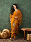 Varanga Kurta Set With Hand Embroidery, Paired With  Trousers And  Thread-Embroidered Dupatta.
