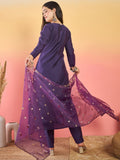 Varanga Kurta  With Hand Embroidery, Paired With  Trousers And  Thread-Embroidered Dupatta.