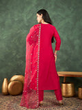Varanga Kurta  With Hand Embroidery, Paired With  Trousers And  Thread-Embroidered Dupatta.
