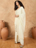 Varanga Women Thread Embroiderd Zari Yoke On The Kurta Paired With Solid Sharara And A Lace Detailing On Dupatta
