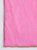 Varanga Fuchsia Chanderi Silk Straight-Fit Kurta With Lace Detailing, Paired With Solid Ankle-Length Trousers And Dupatta.