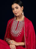 Varanga Gracefully Crafted In Rich Vichitra Fabric With Zari Embroidery, This Elegant 3-Piece Anarkali Set Blends Festive Charm With Timeless Style.