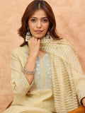 varanga Women Shimmer Fabric Kurta Set Featuring An Zari Embroidered Yoke , Paired With Tonal Bottom With Sparkling Lurex Dupatta.