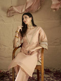 Varanga Women Elegant Three-Piece Set Featuring A Shimmer-Detailed Grey Kurta, Solid Ankle-Length Trousers, And An Embroidered Net Dupattaâ€”Perfect For Festive Occasions.