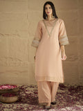 Varanga Women Elegant Three-Piece Set Featuring A Shimmer-Detailed Grey Kurta, Solid Ankle-Length Trousers, And An Embroidered Net Dupattaâ€”Perfect For Festive Occasions.
