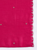 Varanga Fuchsia Straight-Fit Kurta With Zari Embroidery And Scallop Detailing, Paired With Sharara And  Dupatta.