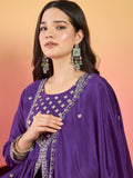 Varanga Anarkali Set Featuring  Front-Slit Kurta With Zari-Embroidered Yoke And Border, Paired With A Floor-Length Sharara And A Bordered Dupatta.