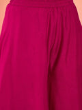 Varanga Fuchsia Anarkali Set Featuring  Front-Slit Kurta With Zari-Embroidered Yoke And Border, Paired With A Floor-Length Sharara And A Bordered Dupatta.