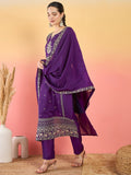 Varanga Kurta With Zari Embroidered Yoke And Border, Paired With Solid  Trousers And A Matching Bordered Dupatta.
