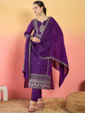 Varanga Kurta With Zari Embroidered Yoke And Border, Paired With Solid  Trousers And A Matching Bordered Dupatta.