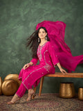 Varanga Kurta Embellished With Beads And Stones, Paired  Trousers And A Matching Bordered Dupatta .