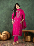 Varanga Kurta Embellished With Beads And Stones, Paired  Trousers And A Matching Bordered Dupatta .