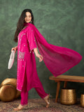 Varanga Kurta Embellished With Beads And Stones, Paired  Trousers And A Matching Bordered Dupatta .