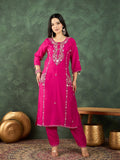 Varanga Kurta Embellished With Beads And Stones, Paired  Trousers And A Matching Bordered Dupatta .